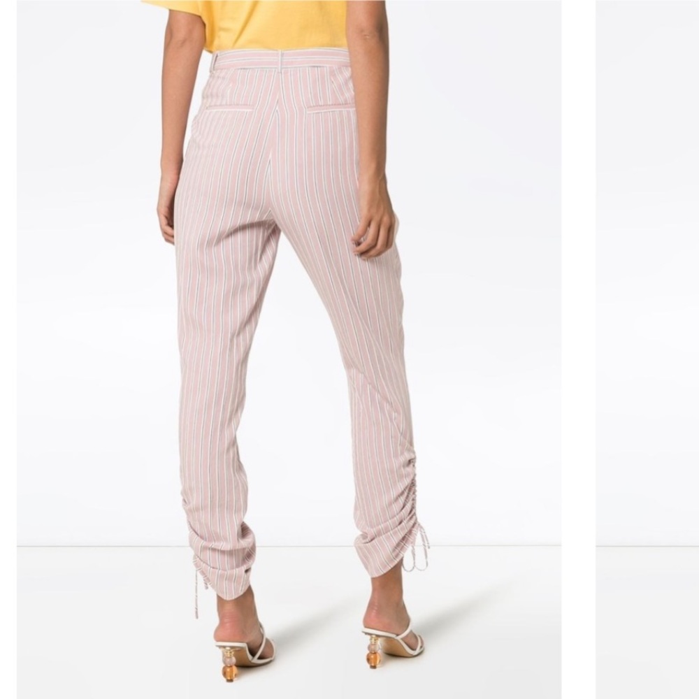 Tibi Striped drawstring gathered Trousers pale pink - Picture 5 of 14